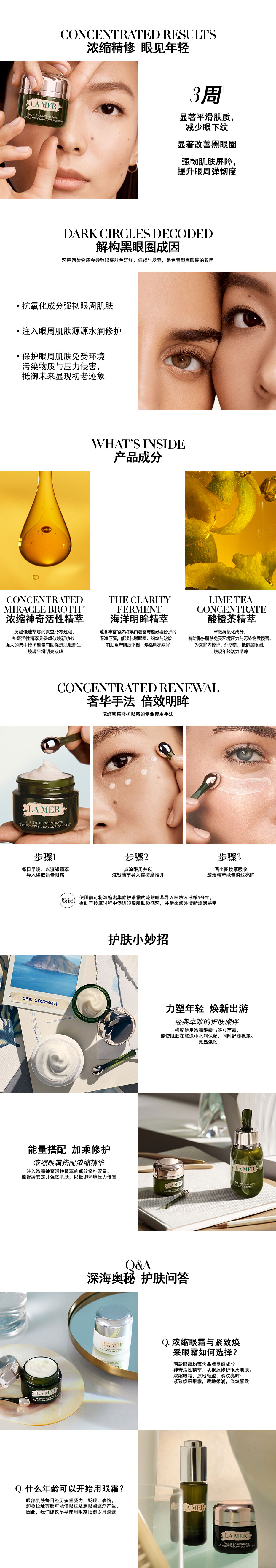 CONCENTRATED RESULTS, Dark Circles Decoded, WHAT’S INSIDE, Concentrated Renewal, 护肤小妙招, Q&A
