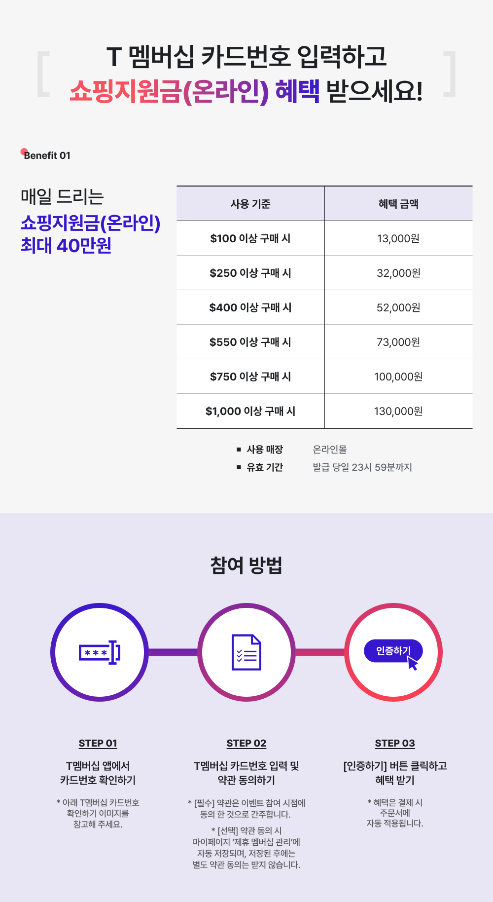 T 멤버십 카드번호 입력하고 제휴캐시 혜택 받으세요