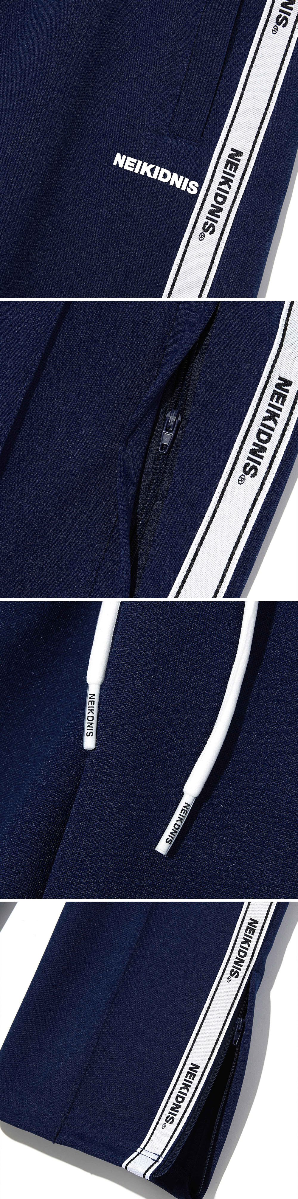 JACQUARD LINE TRACK PANTS / NAVY S - 네이키드니스 - 패션