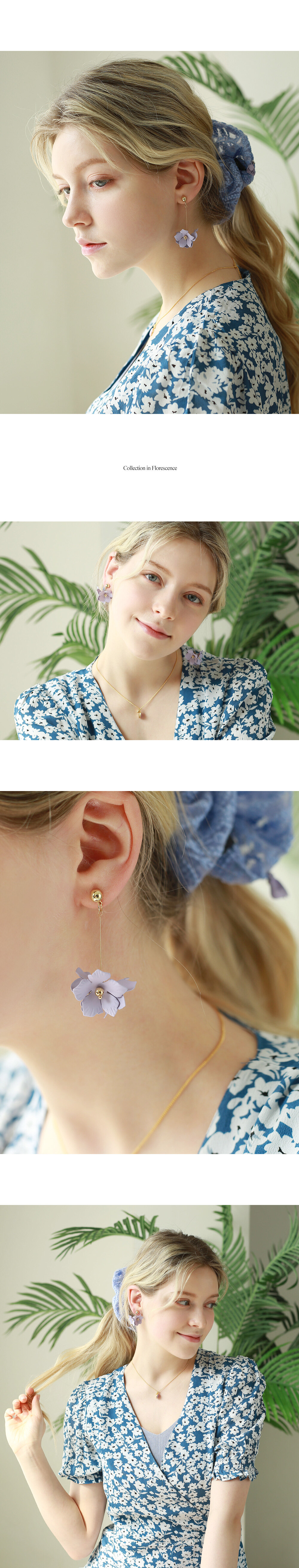 ☆DANA BURTON☆ Freesia unbalanced dangle earrings BLACKPINK 智秀同款] #Black/Freesia Unbalanced Dangle