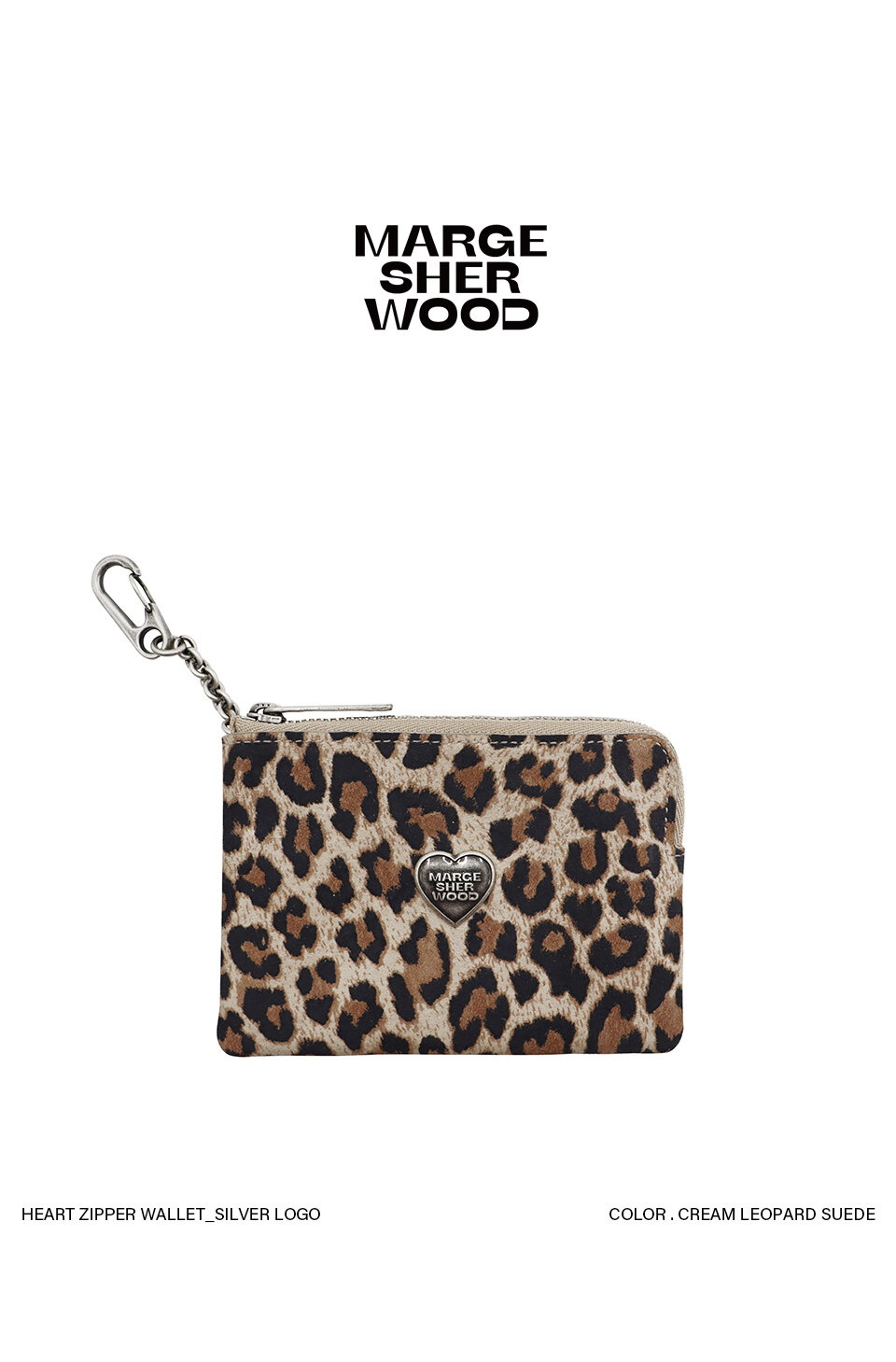☆送料・関税込☆MARGE SHERWOOD★HEART ZIPPER WALLET★ HEART ZIPPER WALLET_SILVER LOGO_cream leopard suede - 마지