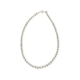 Silver Natural Freshwater Black Pearl Necklace 8mm,项链