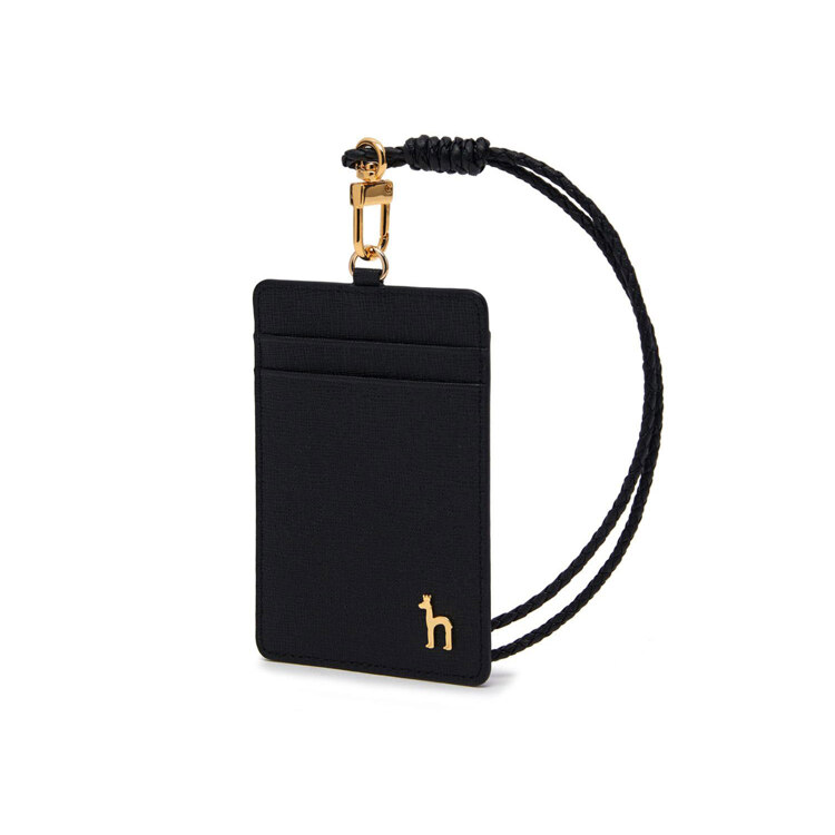 韩际新世界网上免税店-HAZZYS--HIHO1F310BK BLACK LEATHER PUPPY CONTRAST COLOR NECKLACE TYPE CARD HOLDER 卡包