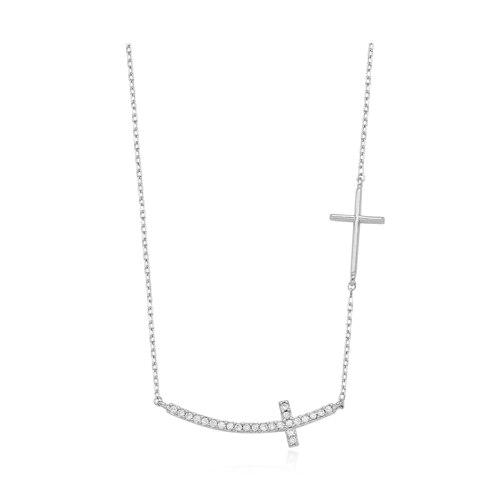 double-stone cross necklace