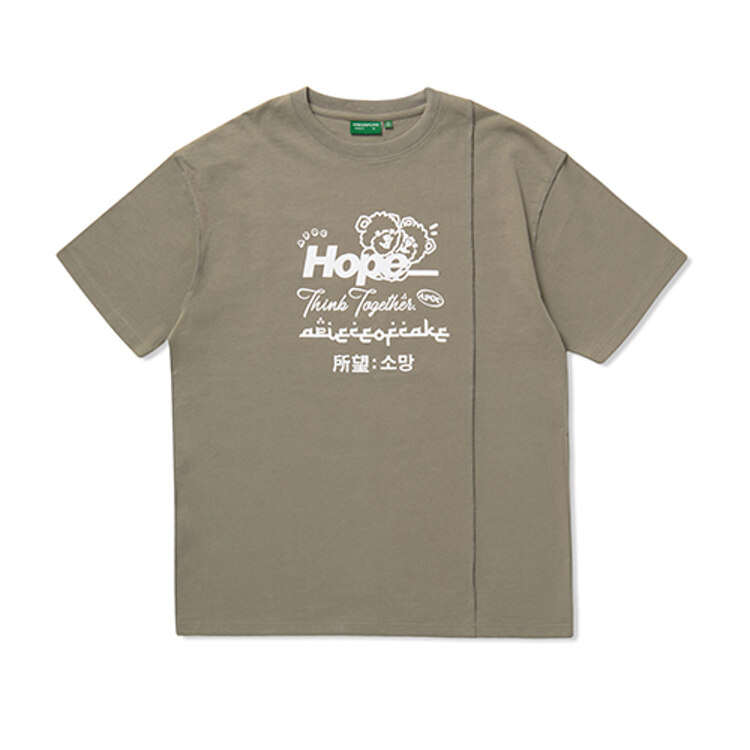 韩际新世界网上免税店-APIECEOFCAKE-服饰-Hope Language Tee_Wood Grey_L T恤