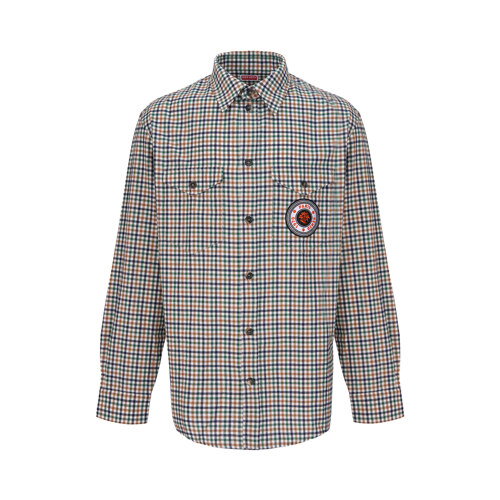 CHECKED TRAVEL MILITARY SHIRT - LIGHT CAMEL