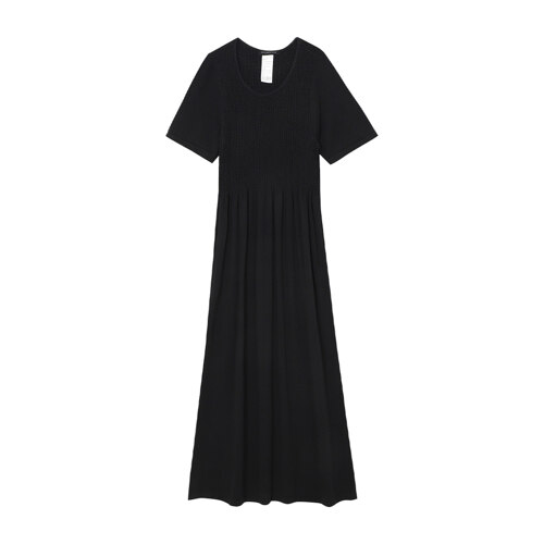 韩际新世界网上免税店-SEKANSKEEN-服饰-Modal Marking Half-Sleeved Long Dress_Black