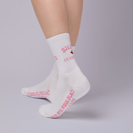 AND GOLF MIDDLE SOCKS 中筒袜_白/粉色
