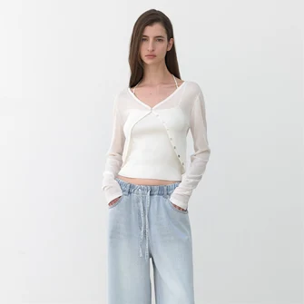 (CD-2196)ONE BUTTON BOLERO CARDIGAN IV F