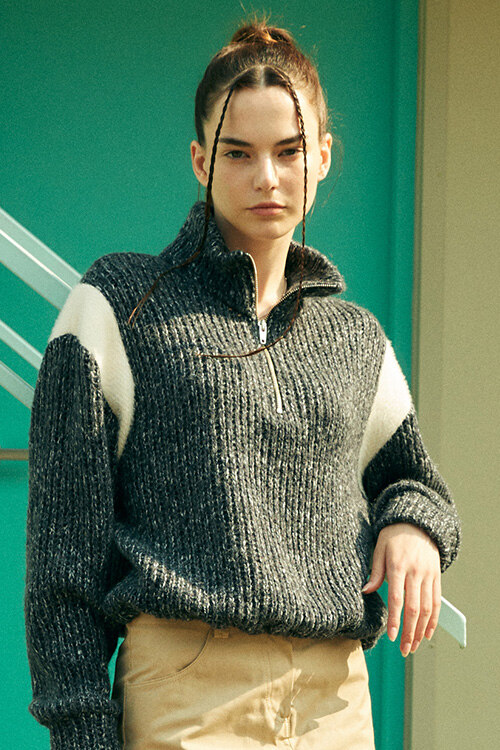 [라티젠] L6 COLORBLOCK HALF ZIP KNIT_NAVY