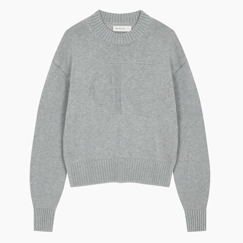 Women's Intarsia Loose Sweater_GREY HEATHER