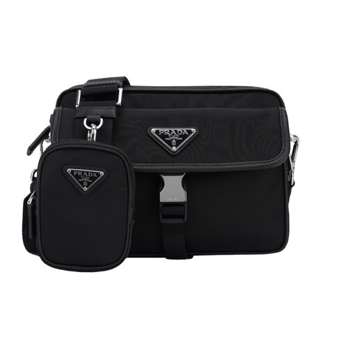 RE-NYLON AND SAFFIANO LEATHER SHOULDER BAG