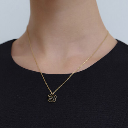 epoxy flower necklace JN045_black