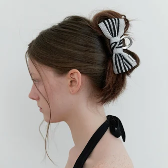 stripe ribbon claw - glitter