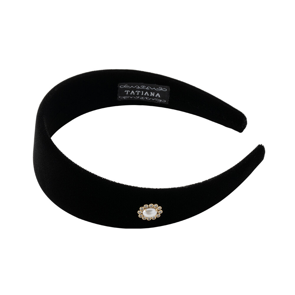 Black Celia Pearl Velvet hairband 发箍- TATIANA - 手表/首饰