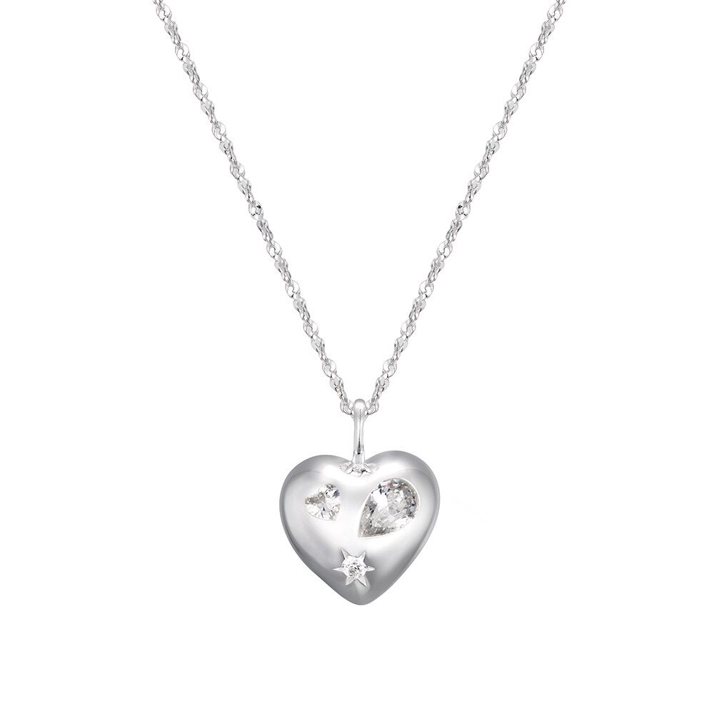 Silver/(Silver 925) Witty Cubic Heart necklace 项链- TATIANA