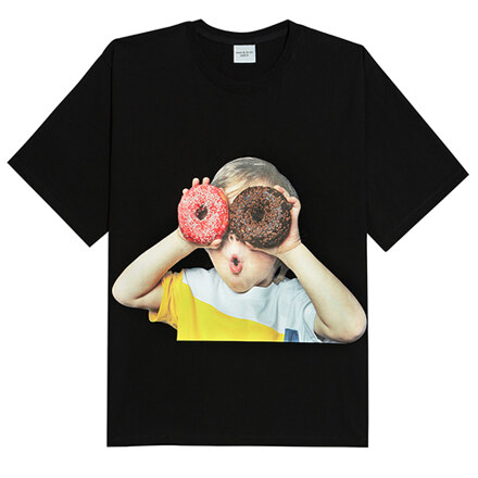 ADLV BABY FACE SHORT SLEEVE T-SHIRT BLACK DONUTS 1R