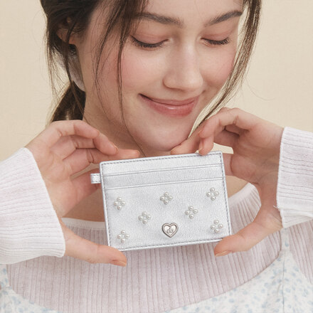 blooming pearl card wallet_silver