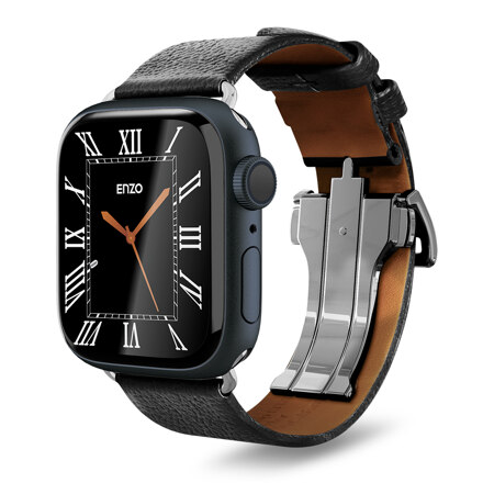 Apple Watch Premium Natural Leather Strap Enzo 41/40/38 mm (Black)