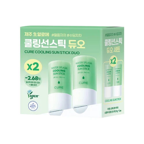 [2개 이상 51%할인]큐어 워터 스플래쉬 쿨링 선스틱 23g 듀오