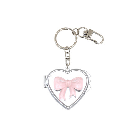 ribbon heart mirror keyring (pink)