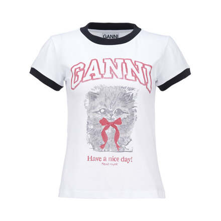 BASIC COTTON JERSEY MARGOT KITTY PRINT #BRIGHT WHITE