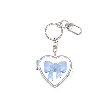 ribbon heart mirror keyring (blue)