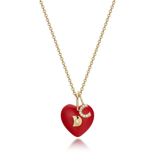 Initial Charm Heart Necklace C
