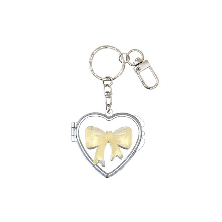 ribbon heart mirror keyring (yellow)
