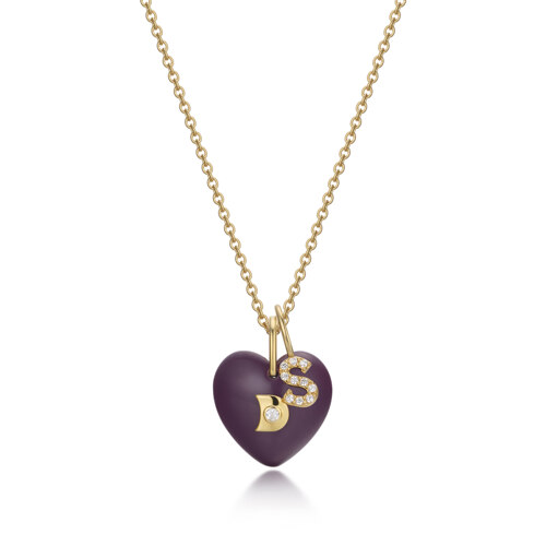 Initial Charm Heart Necklace S