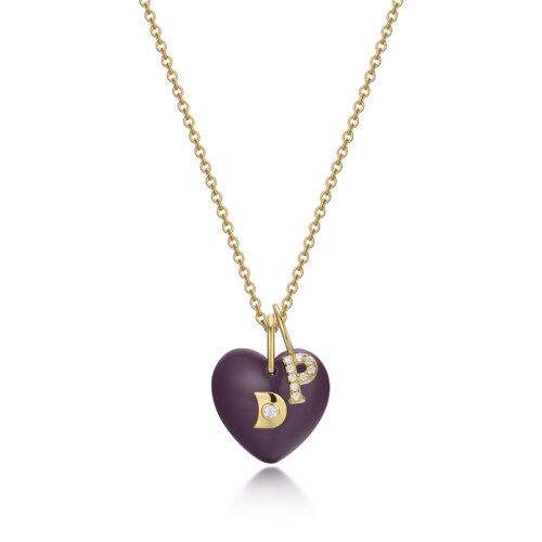 Initial Charm Heart Necklace P