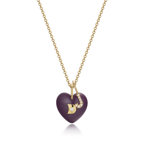 Initial Charm Heart Necklace J
