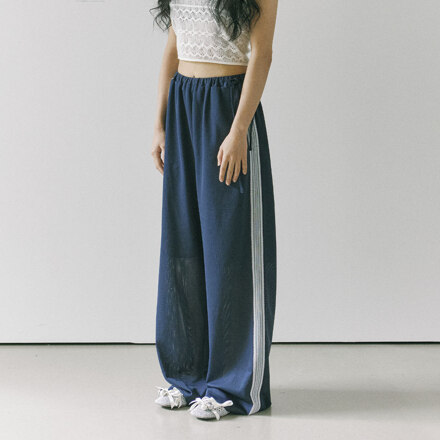 NAVY / Air mesh track pants