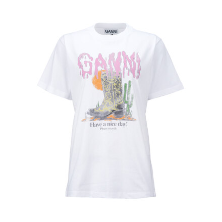 BASIC COTTON JERSEY T-SHIRT BOOTS PRINT #BRIGHT WHITE