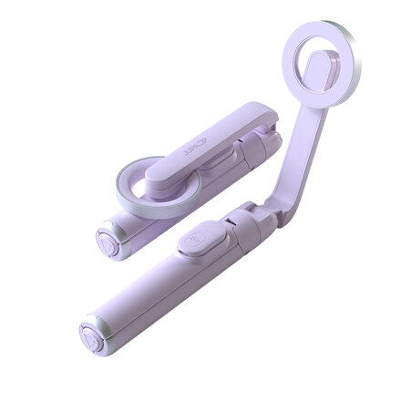 JUPAZIP 磁吸一键式迷你无线蓝牙三脚架自拍杆 SS02_紫色