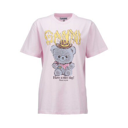 BASIC COTTON JERSEY T-SHIRT COWBOY BEAR PRINT #CHALK PINK