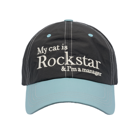 Rockstar Cat Nylon Cap - Charcoal/Sky Blue 摇滚猫尼龙帽 - 木炭色/天蓝色