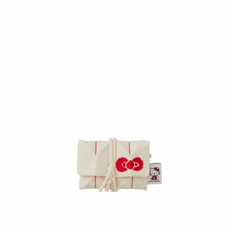 韩际新世界网上免税店-JOSEPH&STACEY-钱包-Lucky Pleats Knit Card Wallet Hello Kitty Vanilla