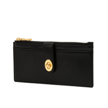 Black Buckle Cow Leather Long Wallet 黑色长钱包