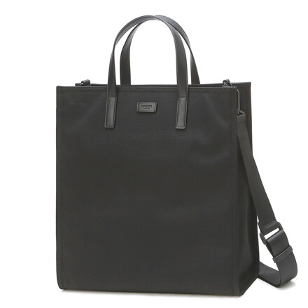 HJBA6E950BK BLACK FABRIC LOGO LABEL TOTE BAG 托特包