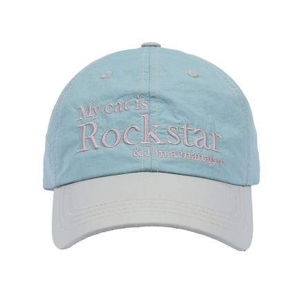 Rockstar Cat Nylon Cap - Sky Blue/Light Grey 摇滚猫尼龙帽 - 天蓝色/浅灰色
