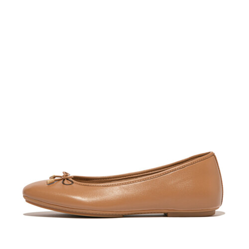 DELICATO BOW SOFT LEATHER BALLET FLATS Desert Tan