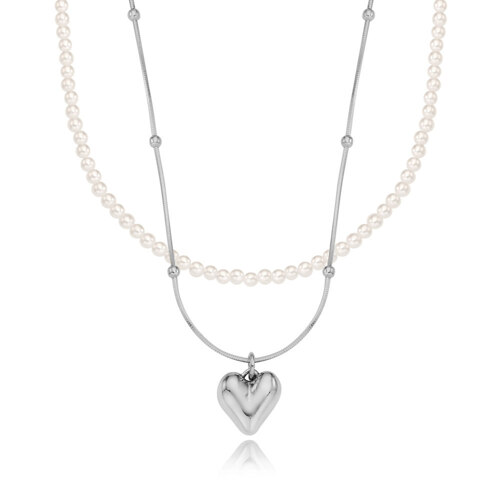 [신세계 단독][여자아이들 슈화 착용] peace heart pearl necklace set