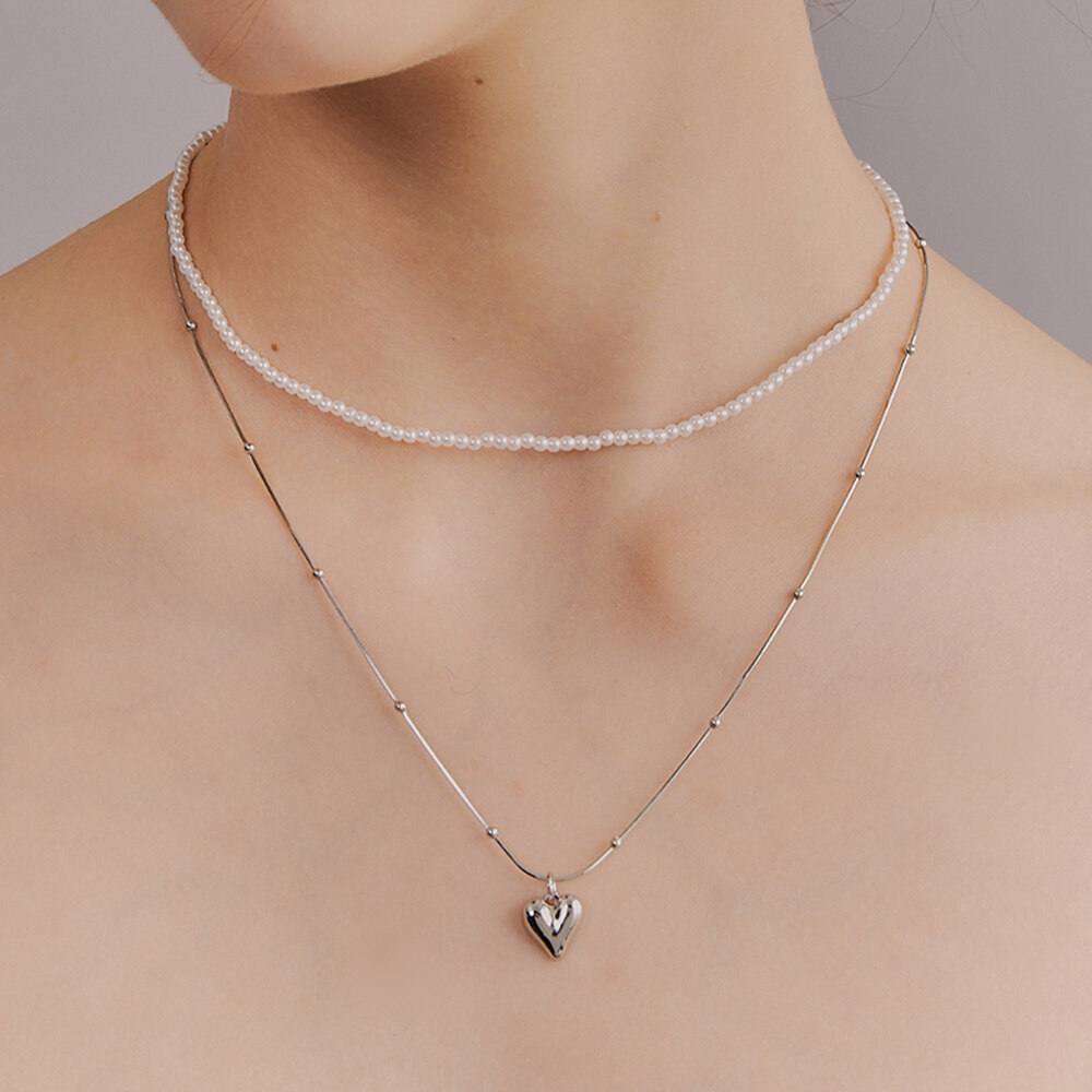 ネックレス・ペンダント +ENGBROX+ peace heart pearl necklace set EBNL23056SV 新世界独家] peace heart pearl necklace 项链set - engbrox