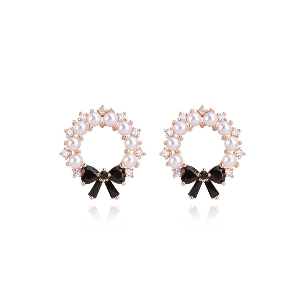 ●JUDY AND PAUL● Diana Lovely Ribbon Pearl Drop piercing High Quality Royalty Replica Princess Diana Celebrity