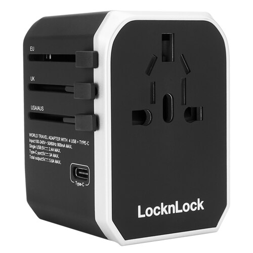 韩际新世界网上免税店-LocknLock-CHARGER_CABLE-海外旅行用5端口多功能适配器