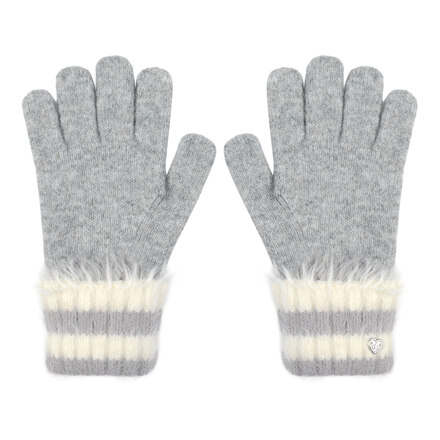 furry stripe finger hole gloves_gray