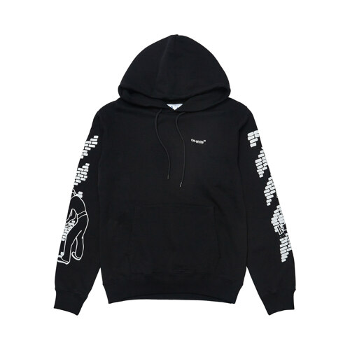 BRICKS SLIM HOODIE BLACK WHITE