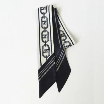 HISC5E651N2 Navy H Clip Twilly Silk Scarf 丝带