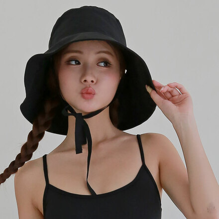 #블랙 / 조브하 썬블럭 와이드 버킷햇 모자